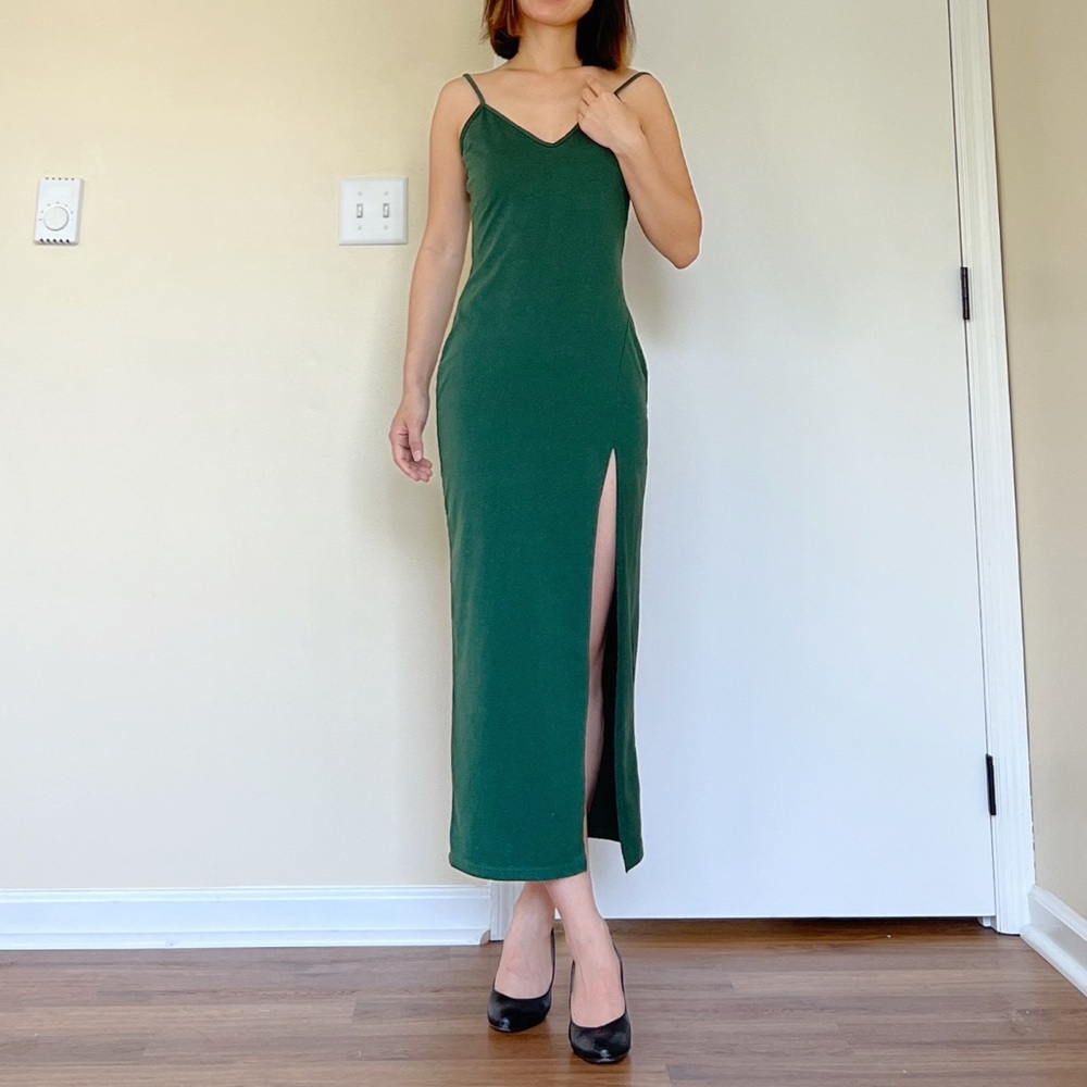 SHEIN V Neck Split Thigh Cami Dress